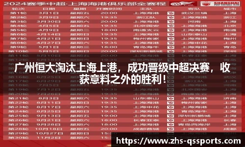 广州恒大淘汰上海上港，成功晋级中超决赛，收获意料之外的胜利！